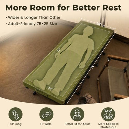 BDEUS Memory Foam Camping Mattress Pad 3inch Cot Size Waterproof Roll Up Bed Sleeping Mat for Adults Portable Roll Up Mattress for Travel Guest Floor Bed Cot Mattress Pad for Car, Tent