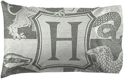 Jay Franco Kids Sheet Set with Fitted, Flat Sheets & Pillow Cover - Ultra-Soft Bedding with Pillowcase for Room Decor, Gray - Harry Potter, 3 Piece Twin