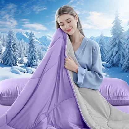 Cooling Comforter Queen Size for Hot Sleepers，90″x108″, Purple