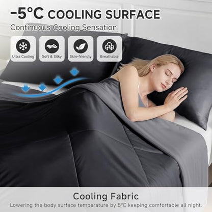 HOMFINE Cooling Comforter for Hot Sleepers Twin/Twin XL, Black 60"x90"