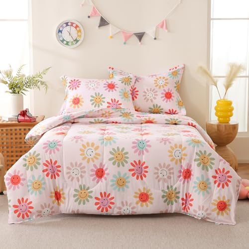 Yibeizi Floral Comforter Set Girls Full Size Cute Patterned Bedding