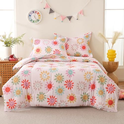 Yibeizi Floral Comforter Set Girls Full Size Cute Patterned Bedding