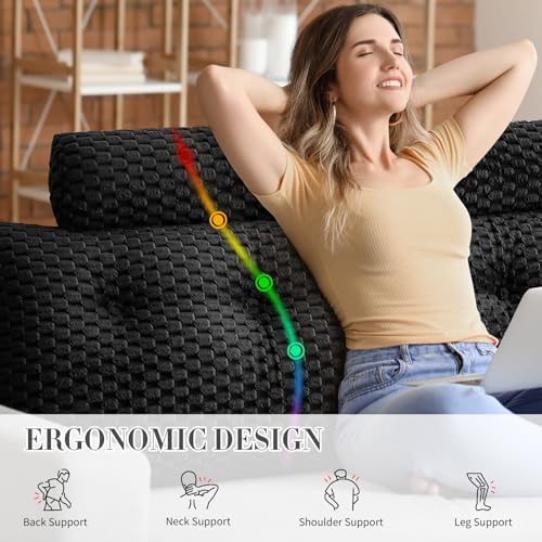 EUHAMS Headboard Pillow Full with Neck Roll, Triangular Backrest Pillow