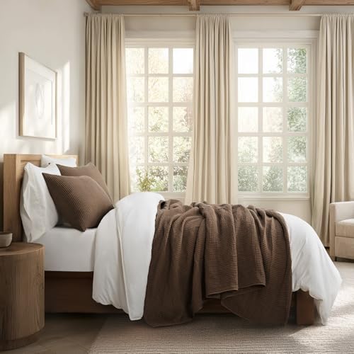 EVERGRACEHOME Cotton Ribbed Matelassé Coverlet Set, Queen, Sienna Brown