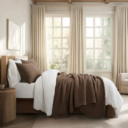 EVERGRACEHOME Cotton Ribbed Matelassé Coverlet Set, Queen, Sienna Brown
