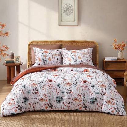 Full Size Comforter Sets - 7 Pieces Floral Bed in a Bag Full Bedding Set