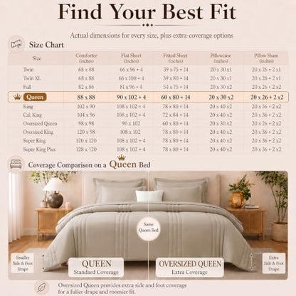CozyLux Queen Comforter Set Wheat - 7 Pieces Vertical Quilted Bed in a Bag