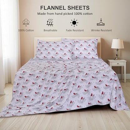 RUVANTI Flannel Sheets Set King Size, Cardinal
