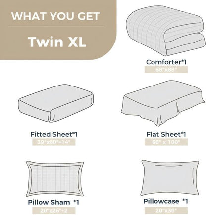 HYMOKEGE Burgundy Twin XL Comforter Set Seersucker 5 Pieces, All Season Luxury Bed in a Bag for Bedroom, Bedding Set with Comforter, Sheets, Pillowcase & Sham