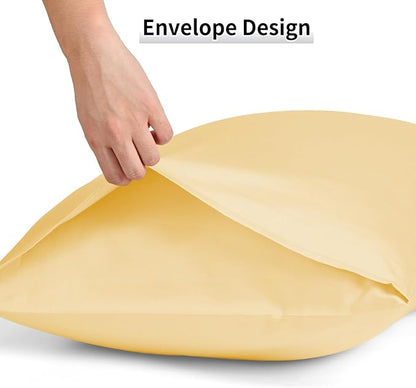 Warmstar Cotton Pillow Cases King Size Set of 2, 600 Thread Count Pillowcases 20x36 Inches, Soft Long Staple Cotton Pillowcases Breathable with Envelope Closure,Mustard Yellow