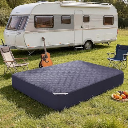 BEDLORE Waterproof Mattress Protector, RV Queen Size Mattress Pad Noiseless with Deep Pocket 6"-18" Depth, Soft Breathable Dirt-Proof Bed Mattress Cover Washable (Navy Blue)