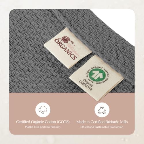 100% Organic Cotton Blanket - GOTS & Fairtrade Certified Organic Cotton Throw Blanket for Bed with a Heavy & Breathable Single Knit Weave - Great as Bedspread or Coverlet (Gray, Full/Queen)