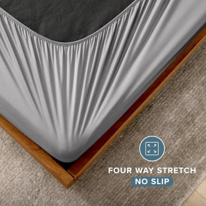Bare Home Queen Size Box Spring Cover Wrap Around (Queen, Light Grey)