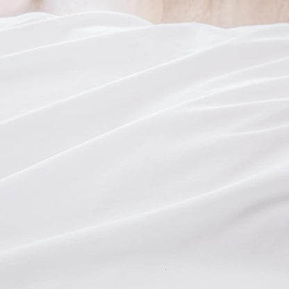BESTOUCH Duvet Cover Set 100% Washed Cotton Linen Feel Super Soft Comfortable Chic Lightweight 3 PCs Home Bedding Set Solid Bright White Alaska King