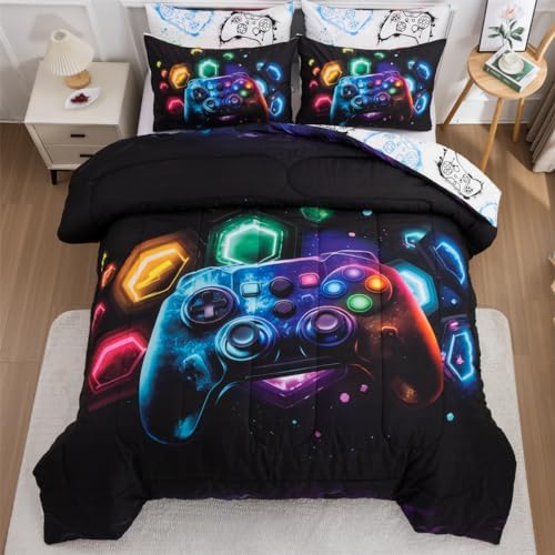 NTBED 3Pcs Queen Gamer Comforter Set for Boys Kids Space Gaming Bedding