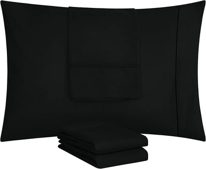 Utopia Bedding Standard Pillow Cases - 4 Pack - Envelope Closure - Soft Brushed Microfiber Fabric - Shrinkage and Fade Resistant Pillow Covers Standard Size 20 X 26 Inches (Standard, Black)