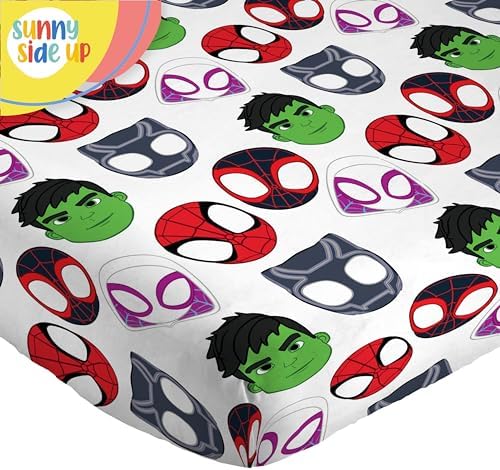 Sunny Side Up Spidey & His Amazing Friends Toddler Sheet Set - 3 Piece Toddler Bedding Set Includes Pillow Cover - Super Soft Superhero Microfiber Sheets Features Miles Morales & Ghost Spider