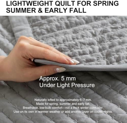 XL King Quilt Set 108 x 98 in, Lightweight, Grey