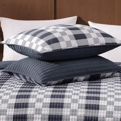 King Quilt-Lightweight Bedspread Plaid Quilt King Size Quilt Bedding Set