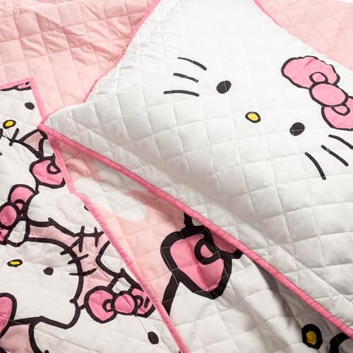 Jay Franco Sanrio Hello Kitty Twin Quilt Set, 2-Piece Super Soft Pink