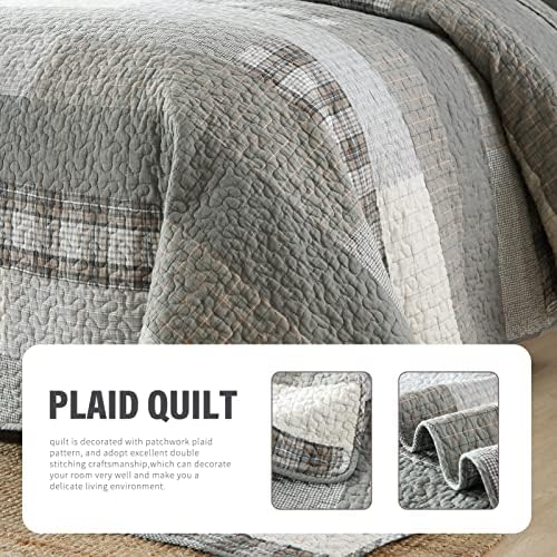 Y-PLWOMEN 100% Cotton Quilts Queen Size Farmhouse Striped 3-Pieces Bedding