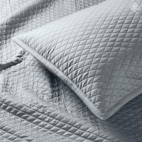 BIOWEAVES 100% Organic Cotton Quilts Queen Size - Diamond Stitched Quilted bedspreads - All Season Oversized Coverlet Set - GOTS Certified Bedding Set | 1 Quilt & 2 Pillow Shams