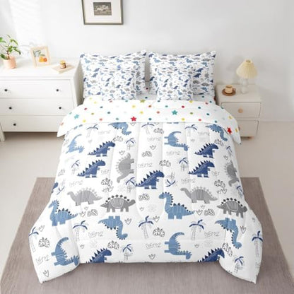 Feelyou Cute Dinosaur 7 Piece Bedding Set for Kids