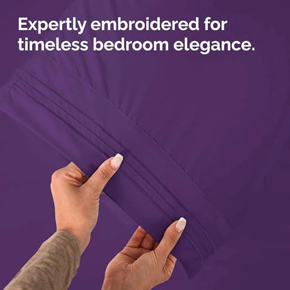 Standard Pillow Cases Set of 2 - Ultra-Soft Hotel Quality Pillowcase Covers - Comfy & Wrinkle Free - Stain and Fade Resistant - Machine Washable Pillow Protectors - 2 Piece Set - Standard Size Purple