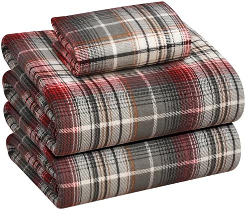 RUVANTI 100% Cotton Flannel Sheets Twin XL Size, 3 Pcs, Halloween Check