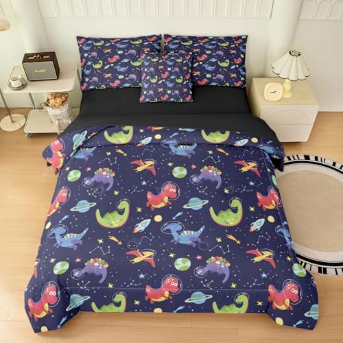 6pcs Dinosaur Comforter Set for Boys,Full Size Bedding Sets for Teen,Kids Comforter Set with 1 Quilt+1 Flat Sheet+1 Fitted Sheet+2 Pillowcases+1 Cushion Cover(Dinosaur-C Full)