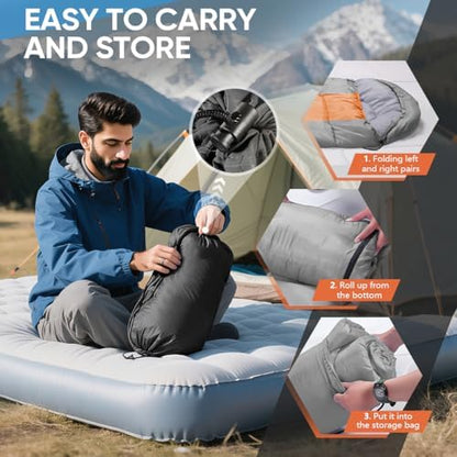 OBTANIM Sleeping Bags Portable Waterproof Camping Sleeping Bag for Adults Kids 4 Seasons Cold Weather or Warm Backpacking Hiking Travel Indoor Outdoor Use