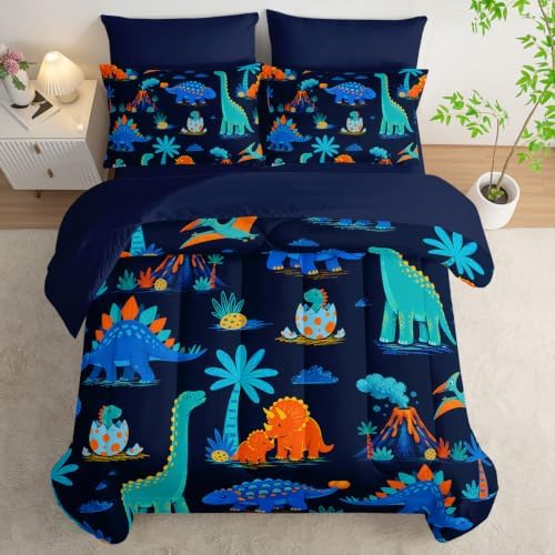 HOSIMA Cute Dinosaur 7 Pieces Bedding Sets Full for Kids Boys Room Decor.