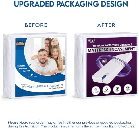 Waterproof Zippered Mattress Protector Queen Pack of 2, 12" Deep Pocket
