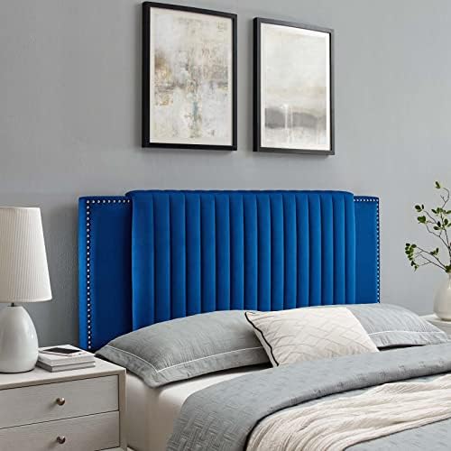 Modway MOD-6662-NAV Felicity Channel Tufted Performance Velvet Full/Queen Headboard, Navy