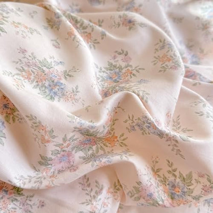 VM VOUGEMARKET Lace Ruffle Duvet Cover Set Twin,Vintage Garden Floral Bedding Set,Double-Layer Gauze Cotton Soft,Breathable & Lightweight for Teen Girls-68 x86