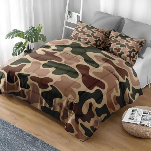 Pamnest King Comforter Set, 3 Pieces Camo Army Bedding, All Season