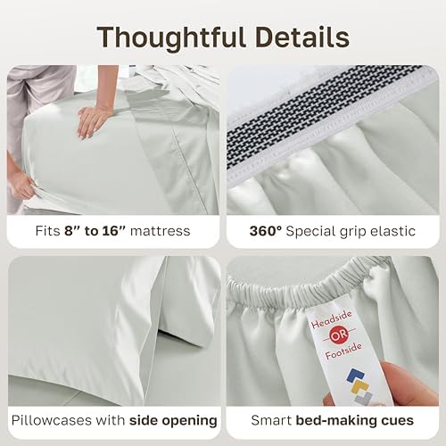 California Design Den 1000 Thread Count Cotton Queen Sheet Set 4pc, Silver