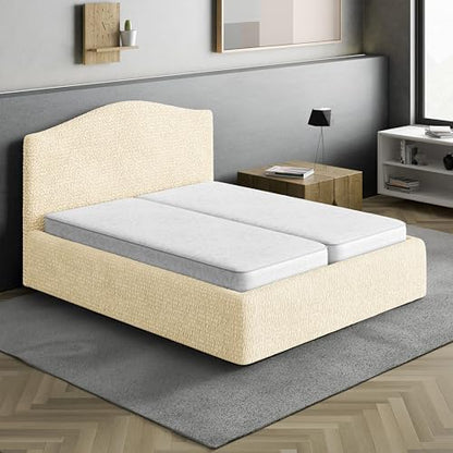 PAULATO BY GA.I.CO. Stretch Headboard and Frame Slipcover – Soft Bi-Elastic 1-Piece Bedframe Cover – Furniture Protector Machine Washable – Cream (Full/Queen 55"-71" Wide)