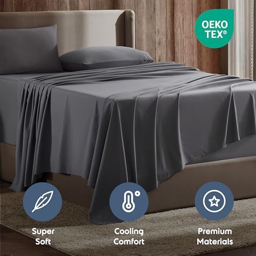 Nestl Full Sheet Set - Bed Sheets - Dark Grey - 4-Piece Deep Pocket