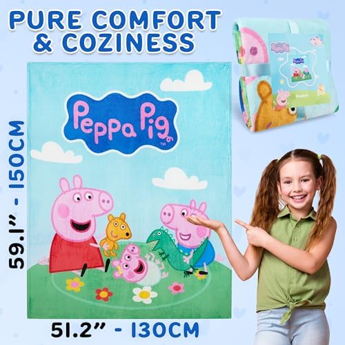 Get Trend Peppa Pig Fleece Throw Blanket for Girls, Kids, 51 x 59 in