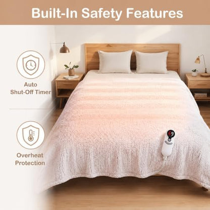 Eydna Electric Heated Blanket Full Size 72"×84" with 9 Heating Levels & 1-10Hs Auto Off，Double Sided Plush Sherpa, Energy Efficient, Machine Washable, Couch & Bed, Light Gradient Purple