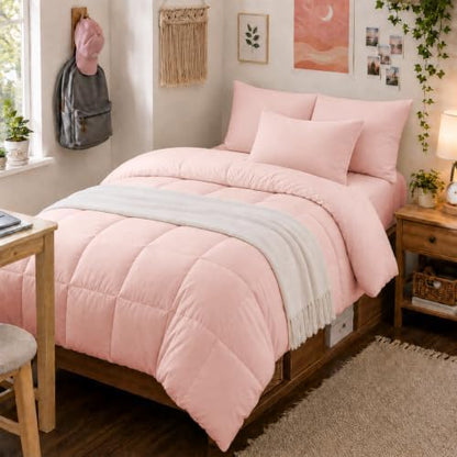 Anluoer Twin Comforter Set, 5 Piece Bed in a Bag Twin Bedding Sets