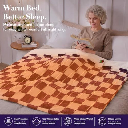 Deep Purple Heated Blanket Electric Throw 50"X60", Heating Blanket Throw