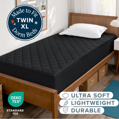 Bare Home Quilted Fitted Mattress Pad (Twin XL, Black)