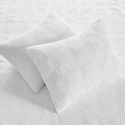 Levtex Home Cloud Waffle Twin XL/Twin Quilt Set (68x86in) with 1 Pillow Sham (26x20in) - Box Quilted Waffle Texture - Bright White - Cotton Twin Size Quilt Bedding Set - Lightweight Soft Pre-Washed