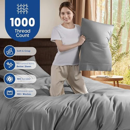 SONORO KATE 1000 Series 100% Egyptian Cotton Queen Duvet Cover Set,3PC