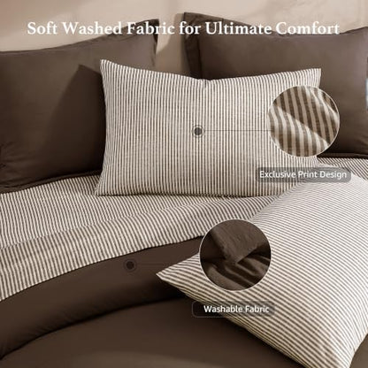 Monbix Full Size Comforter Sets-7 Pieces Soft Bed in a Bag Full Bedding Set
