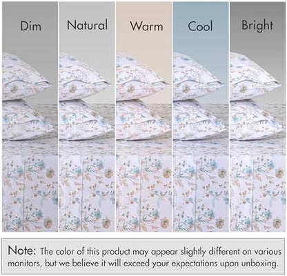 RUVANTI 100% Cotton Twin Sheets, Percale Weave Twin Sheet Set, Radiant