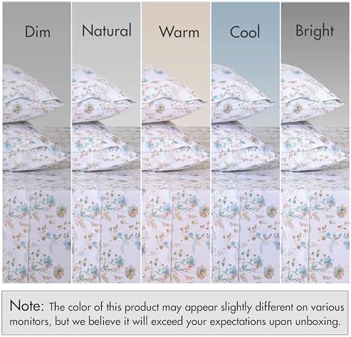 RUVANTI 100% Cotton Full Sheet Set, Percale Full Size Sheets, Radiant