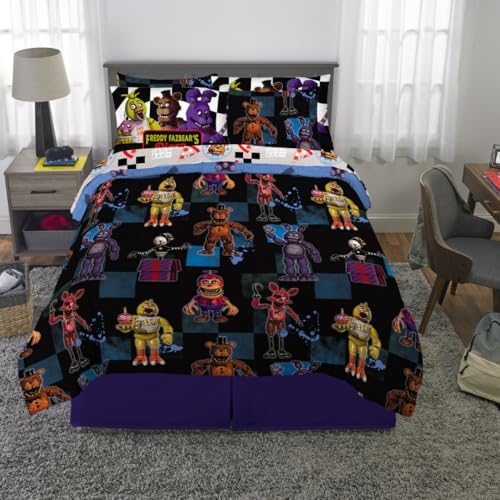 Five Nights At Freddy's Kids Bedding Super Soft & Cozy Comforter and Sheet Set with Sham, 7 Piece Queen Size, (Officially Licensed Product) By Franco